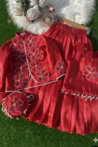 Scarlet Bloom Embroidered Set